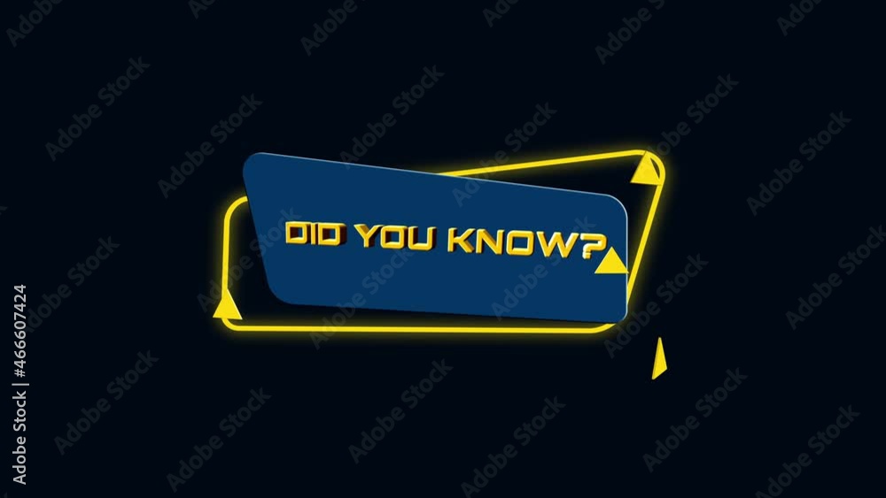 Aufkleber 3d animation text Did you know on trendy flat geometric banner. Flying and rotating object. 4K Video motion graphic animation.