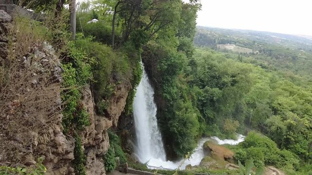 Slow motion. Gorgeous view of famous Edessa waterfalls. Beautiful nature backgrounds. Greece. 