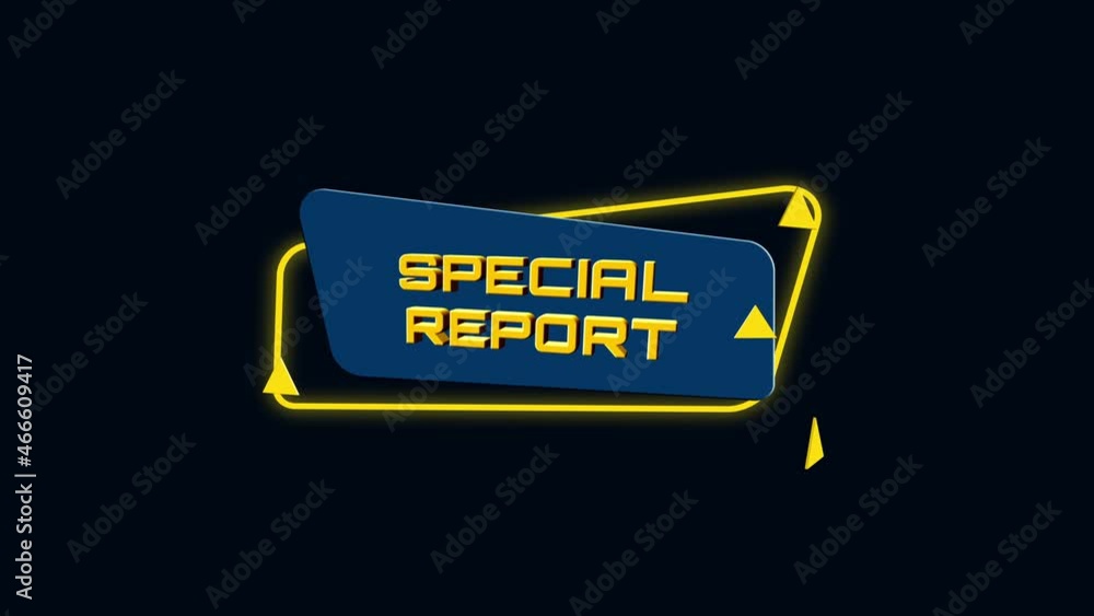 Fototapete 3d animation text special report on trendy flat geometric banner. flying and rotating object. 4k vid