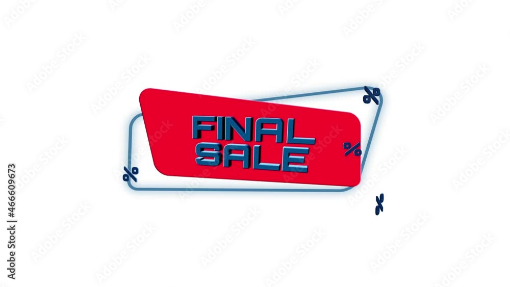 Leinwandbilder 3d animation text final sale on trendy flat geometric banner. flying and rotating object. 4k video m