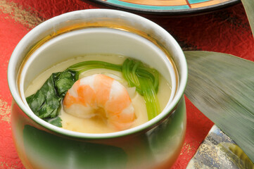 茶碗蒸し　海老　一品料理　会席　和　調理　盛付　和食　日本　雅