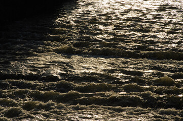 光が反射する川