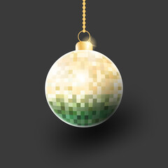 Fototapeta na wymiar Realistic pixel-style 3D Christmas Ball