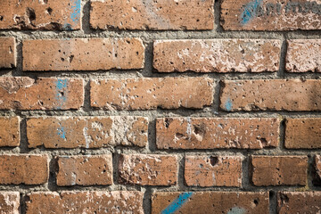 close-up old red brick wall texture grunge background