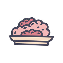 chopped meat color vector doodle simple icon