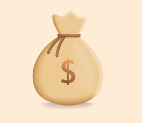 Money bag 3d vector illustration design.