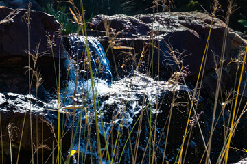 Water splashing from a small waterfall