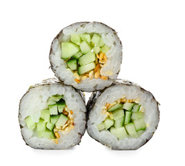 Tasty maki rolls on white background © Pixel-Shot