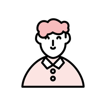 Man with curly hairstyle isolated icon