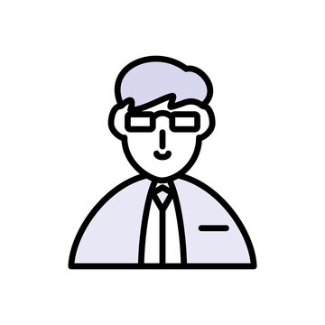 Office worker wearing glasses isolated icon 