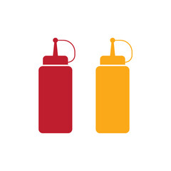 Obraz premium Ketchup and mustard squeeze bottle icon design isolated on white background