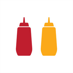 Ketchup and mustard squeeze bottle icon design isolated on white background