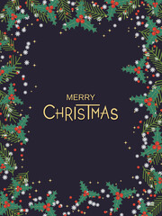 Naklejka na ściany i meble Christmas and New Year retro style invitation card, flyer, booklet vector design template