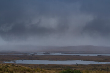 Scottish Highlands, Glencoe Swamp, Scotland Mountains with mist, Winter UK