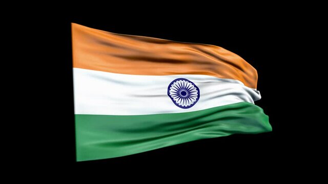 Realistic India flag is waving 3D animation. National flag of India. 4K India flag seamless loop animation.
