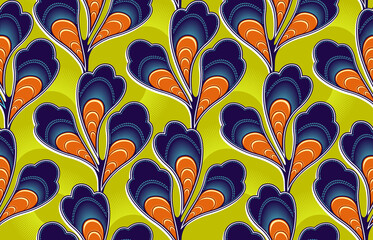 leaf abstract, african seamless pattern, picture art  background.