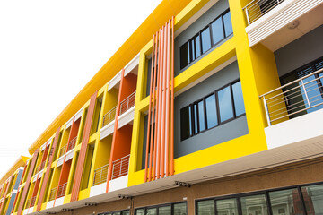 A new apartment building in city on white background