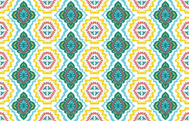 Ikat ethnic pattern design. Aztec fabric carpet mandala ornament boho chevron textile decoration wallpaper. Tribal turkey African Indian traditional embroidery oriental vector illustrations background