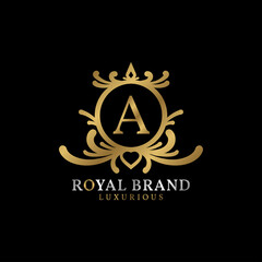 letter A royal crest vector logo design for luxurious brand