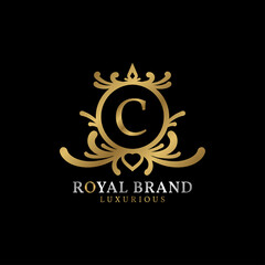 letter C royal crest vector logo design for luxurious brand
