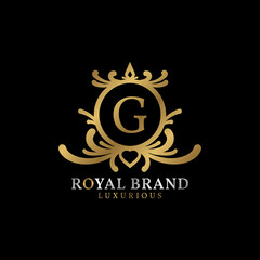 letter G royal crest vector logo design for luxurious brand