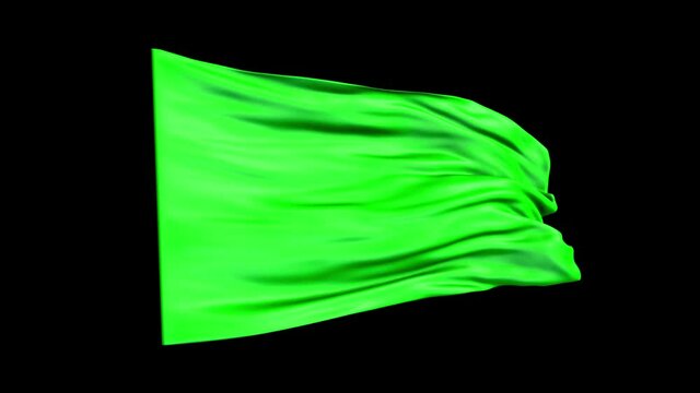 Animation Green flag is waving seamless loop. Realistic Green flag waving in the wind close up. Empty green flag.