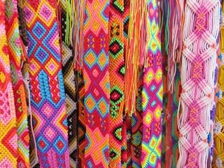 traditional mexican fabric in a market