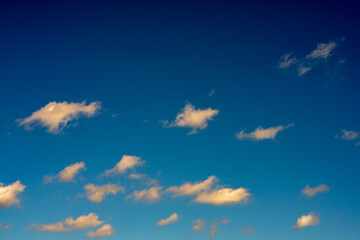beautiful puffy clouds on blue sky