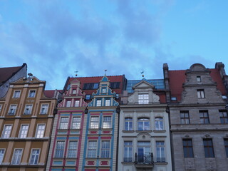 A row of gabled houses in Wrocław 