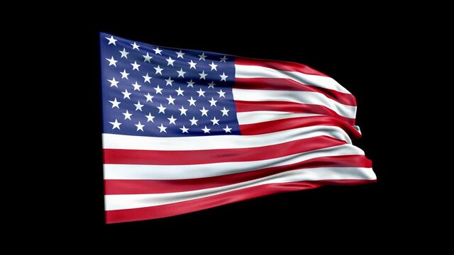 Realistic USA flag is waving 3D animation. National flag of United States American. 4K USA flag seamless loop animation.