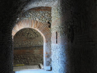 The passageway, arches, ceiling and walls inside Durres Amphitheatre, Albania