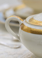 Vintage antique European tableware and cutlery