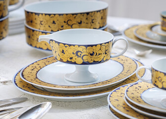 Vintage antique European tableware and cutlery