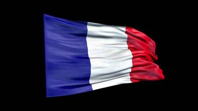 Realistic France flag is waving 3D animation. National flag of France. 4K France flag seamless loop animation.