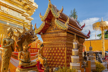Fototapeta premium Within Wat Phra That Doi Suthep is a Buddhist temple in Chiang Mai Province Northern of Thailand. 