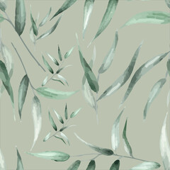 elegant hand drawing eucalyptus leaves pattern