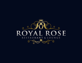 Fototapeta na wymiar Luxury royal design with initial letter RR logo template