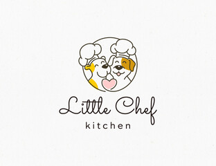 Cute dog with chef hat logo template