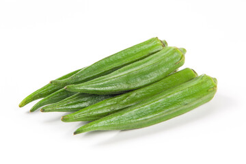 Fresh okra isolated on the white backgroud