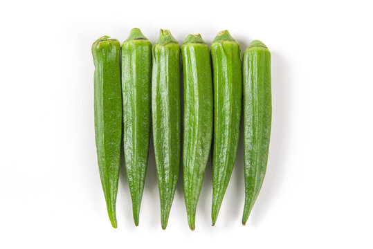 Fresh okra isolated on the white backgroud