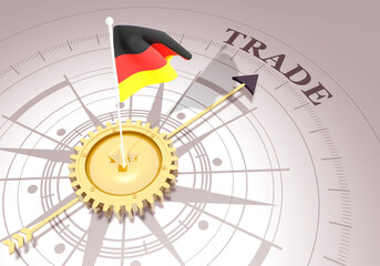 Global business concept. Waved flag of Germany