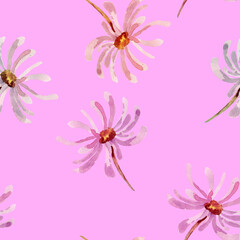 seamless pattern of watercolor flowers
