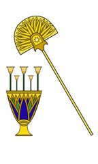 flowerpot and fan in the ancient egypt