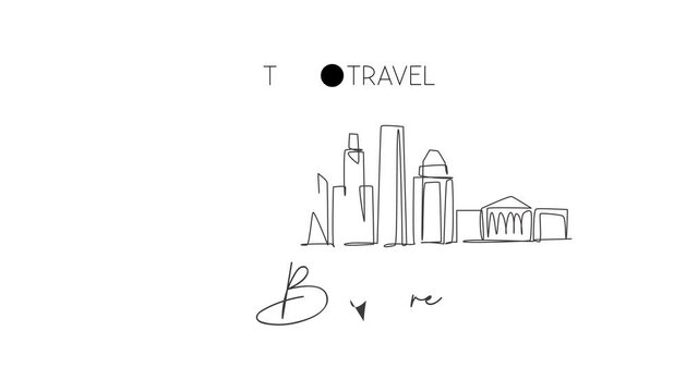 Animated self drawing of continuous line draw Baltimore city skyline, United States of America. Famous city scraper. World travel concept wall decor poster print art. Full length one line animation.