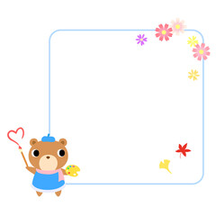 秋のクマアイコン　フレーム＋装飾付