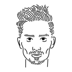 handsome and elegant young man black line art