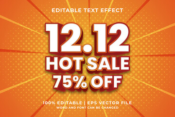 Editable text effect - 12.12 Hot Sale 3d template style premium vector