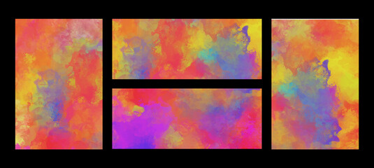 Vector color paint banner collection on black