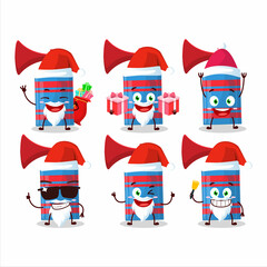 Santa Claus emoticons with blue air horn cartoon character