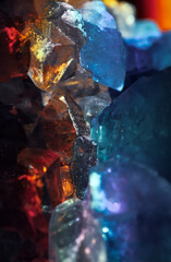 Crystal healing beautiful quartz gem stone. Iridescent natural geometric crystals.